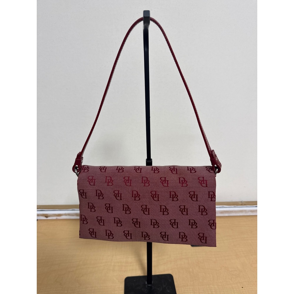Dooney & Bourke Monogram Canvas Baguette Shoulder Bag Burgundy Red H1 141236